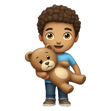 small child boy holding a Teddy bear  sticker