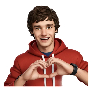 smiling boy in red hoodie sticker