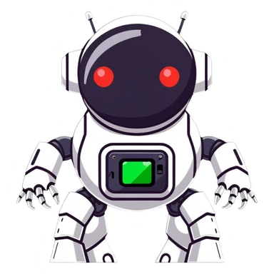 Evil robot with laser eyes and mechanical arms sticker