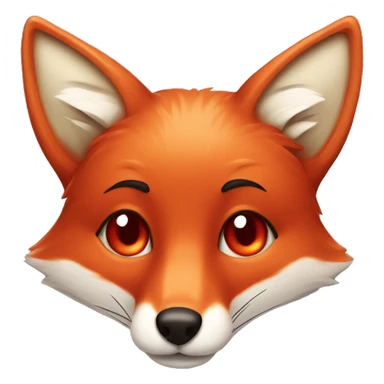 deep lush red fox face with tiny red heart instead of eyes sticker