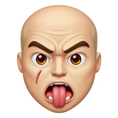 an angry face with his tounge sticking out sticker