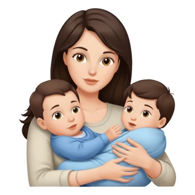 Beautiful brunette mom with baby boy sticker