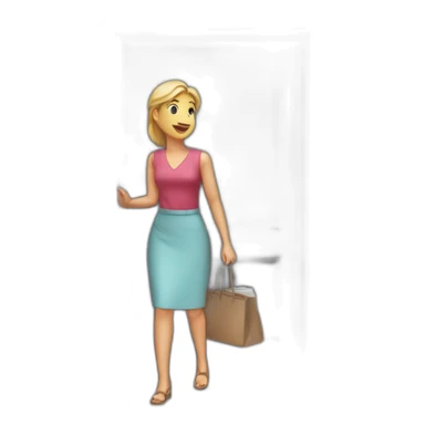 a woman is leaving in the door sticker