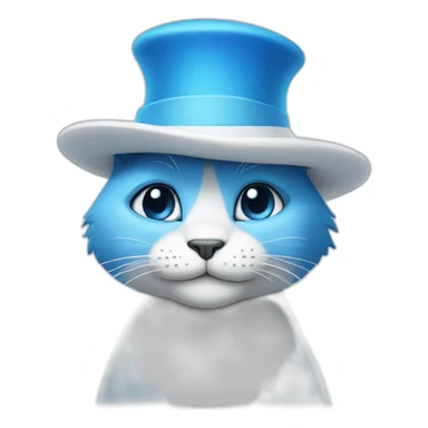 Blue cat Smurf wearing white hat sticker