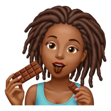 Black woman with locs licking chocolate bar sticker