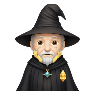 old wizard with cracked skin black robe and wizard hat  sticker