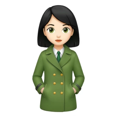 green coat black haired girl  sticker