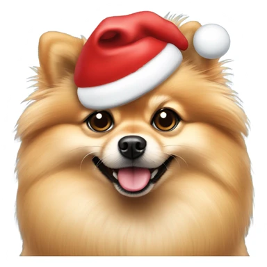 Tan Pomeranian wearing a Santa hat sticker