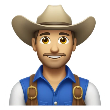 Brunette Caucasian cowboy wearing cobalt blue cowboy hat sticker