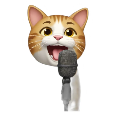 cat singing into mic sticker