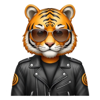 Tiger biker with leather jacket and sunglasses sticker