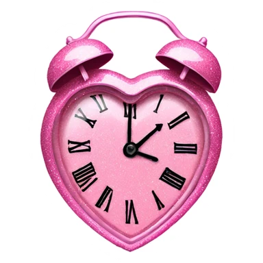 Pink heart shaped clock with glitter  sticker