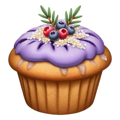 Lavender sprig flower muffin with berry and sugar crystals sticker