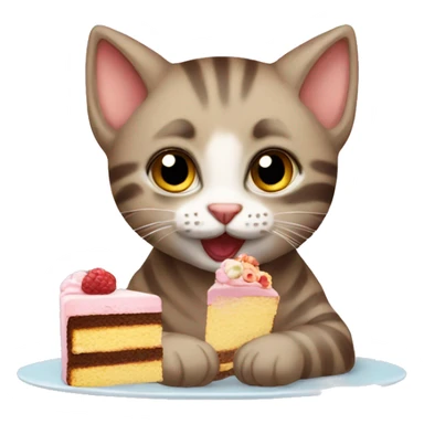 a baby cat eating a cake  sticker