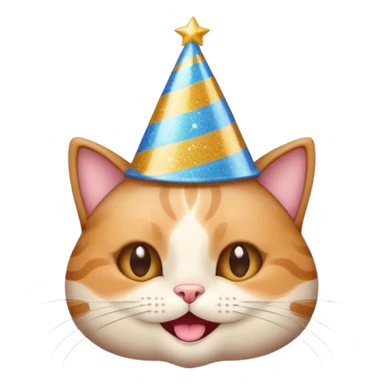 happy cat with a huge glittery birthday hat sticker