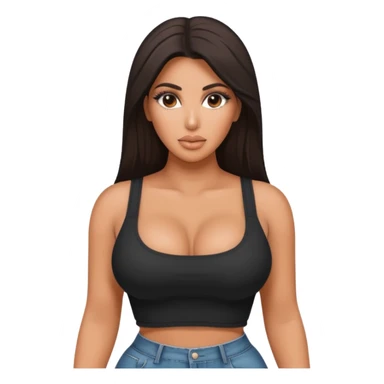 kim kardasian with a crop top and a big chest sticker