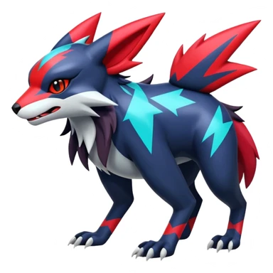 Futuristic shiny colorful neon vibrant bright patterned Zoroark-Zangoose-Litten-Absol-hybrid-creature sticker