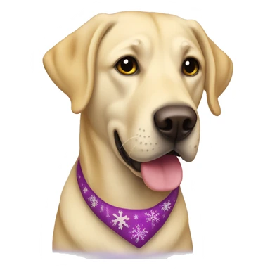 Yellow lab wearing Christmas purple ate sticker