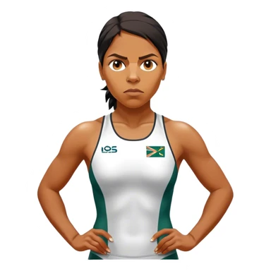 Cinematic Realistic portrait of Cathy Freeman, shown as an iconic Australian athlete with a focused, determined expression and modern athletic attire accented with subtle native motifs, rendered in dynamic, vibrant lighting sticker