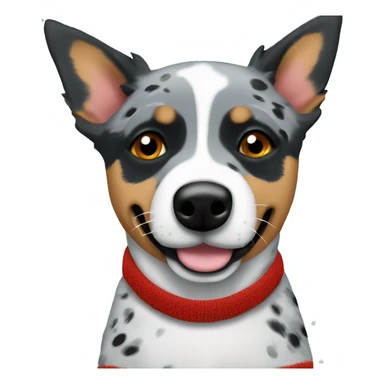 Blue heeler dog with one black spot on left eye in a Christmas sweater sticker
