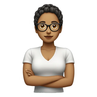 mujer morocha con rulos, pelo corto y lentes sticker