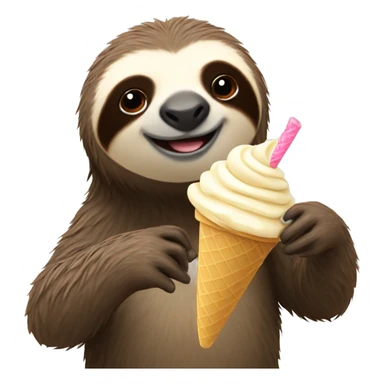 Sloth eating ice cream sticker