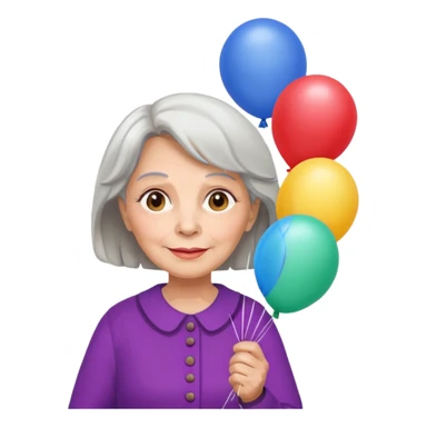 balloons holder older woman sticker