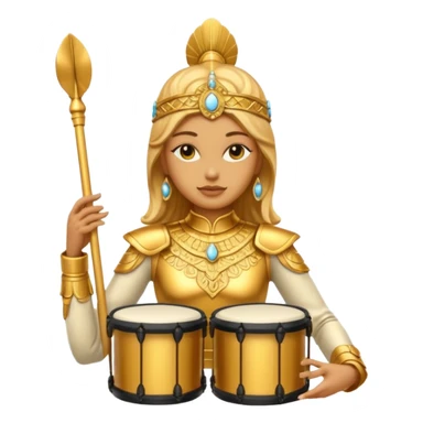 fully golden statue female drummer face golden sticker