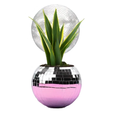 Snake plant in disco ball pot sticker