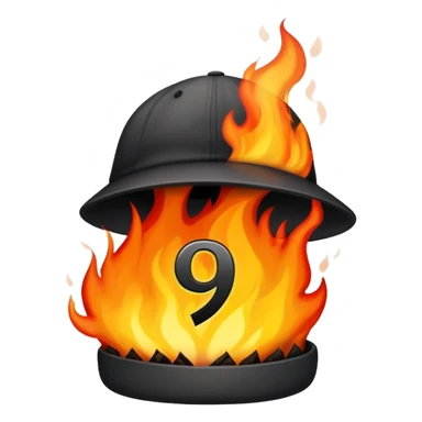 burning black cap with number “9” on it sticker