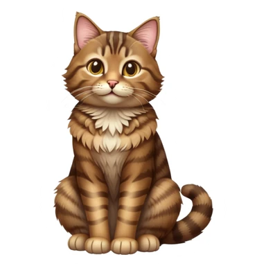 cinematic-[brown tabby cat]-realistic-full-body-sitting-emoji,-tail-curled-playfully-around-its-paws,-head-tilted-dramatically,-fluffy-[tabby]-fur,-simplified-yet-hilariously-adorable-features,-highly-detailed,-glowing-with-an-almost-sarcastic-glow sticker