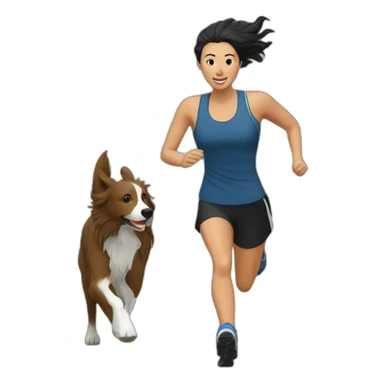 Woman-runner-together-with-border-collie-running-canicross sticker