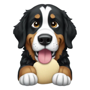 Berner sennen dog holding a plushie in his mouth sticker