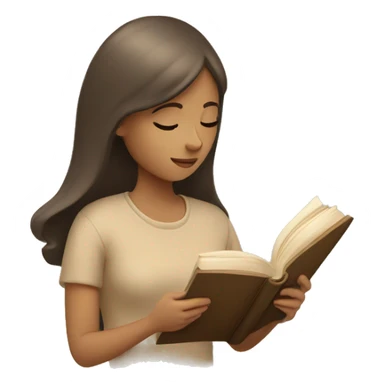 Girl reading a book. In beige tones  sticker