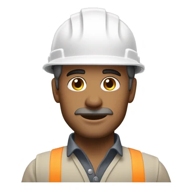 construction worker, full head shot, 3/4 view of face, white hard hat, male, adult, slight stubble, strong jawline, clear eyes visible, color palette: white, beige, gray and brown sticker
