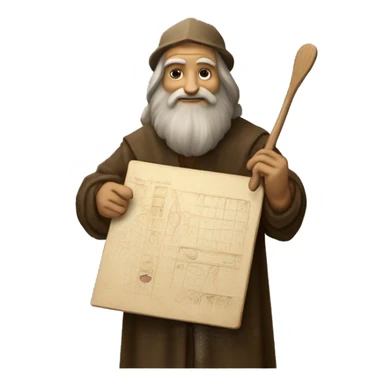 leonardo da Vinci holding an artist's palette sticker