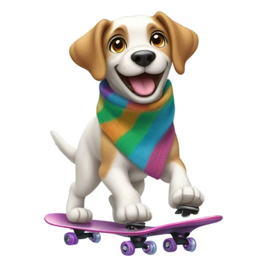 Dog ice skating sticker