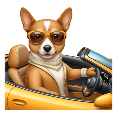 Cane con gli occhiali da sole in una supercar decappottabile  sticker