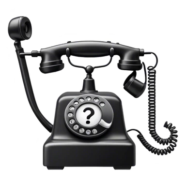 An old phone with a question mark next to it sticker