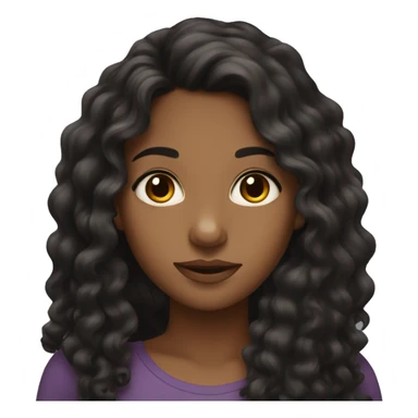 Brown girl with long curly black hair and brown eyes sticker