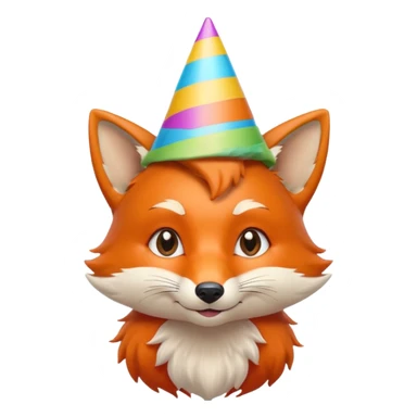 cute fox wearing a party hat, portrait, bust up sticker