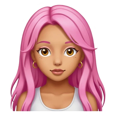Doja Cat with pink long hair, tan skin sticker