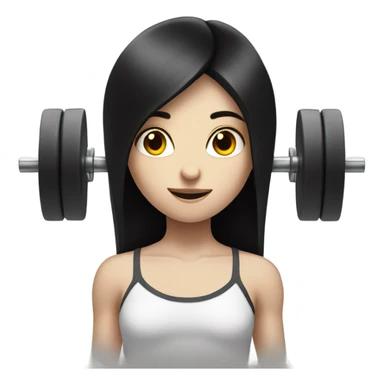 Pale girl with long black hair lifting weights sticker
