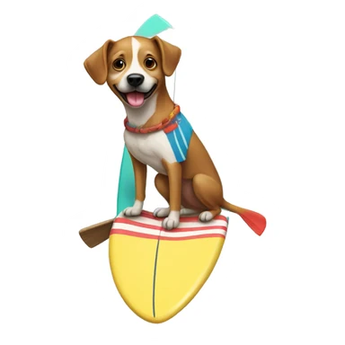 dog with a tutú in a surfing board sticker
