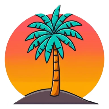 palm tree with sunset sticker