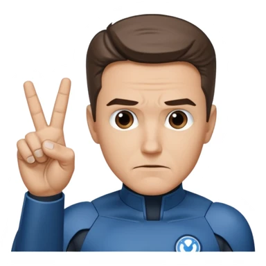 Reed Richard’s from the Fantastic 4 holding up 4 fingers thumb down out in front of himself with only one hand sticker