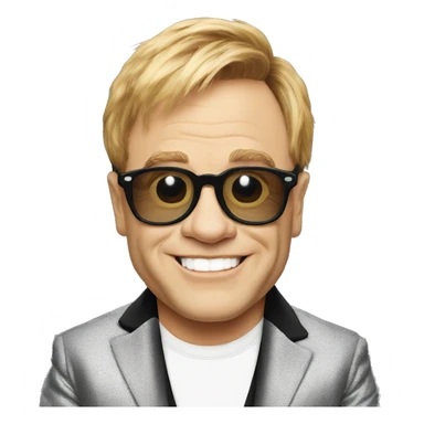 elton john looking at a website sticker