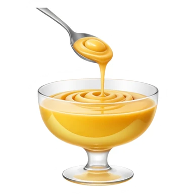 small glossy swirl or spoonful of golden fruit purée with smooth thick texture, slightly translucent surface, subtle ripple suggesting softness and freshness, color ranges from light yellow to soft peach, no bowl or garnish, apple emoji style, soft lighting, subtle shadows, emoji scale sticker