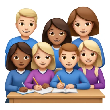 group of students helping each other with homework sticker