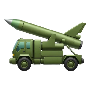 HIMARS rocket launcher, simple form, green military color, recognizable silhouette, emoji style sticker